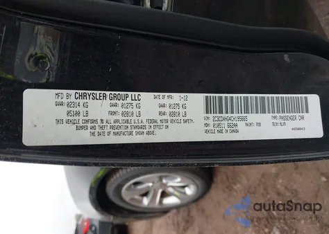 2012 Dodge Charger Sxt из США, поврежденный, VIN 2C3CDXHG4CH195665